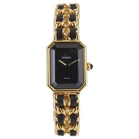 chanel gold and leather watch|chanel watch black and gold.